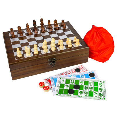 Комплект игр шахматы и русское лото в деревянном футляре Miland ИН-6460 1